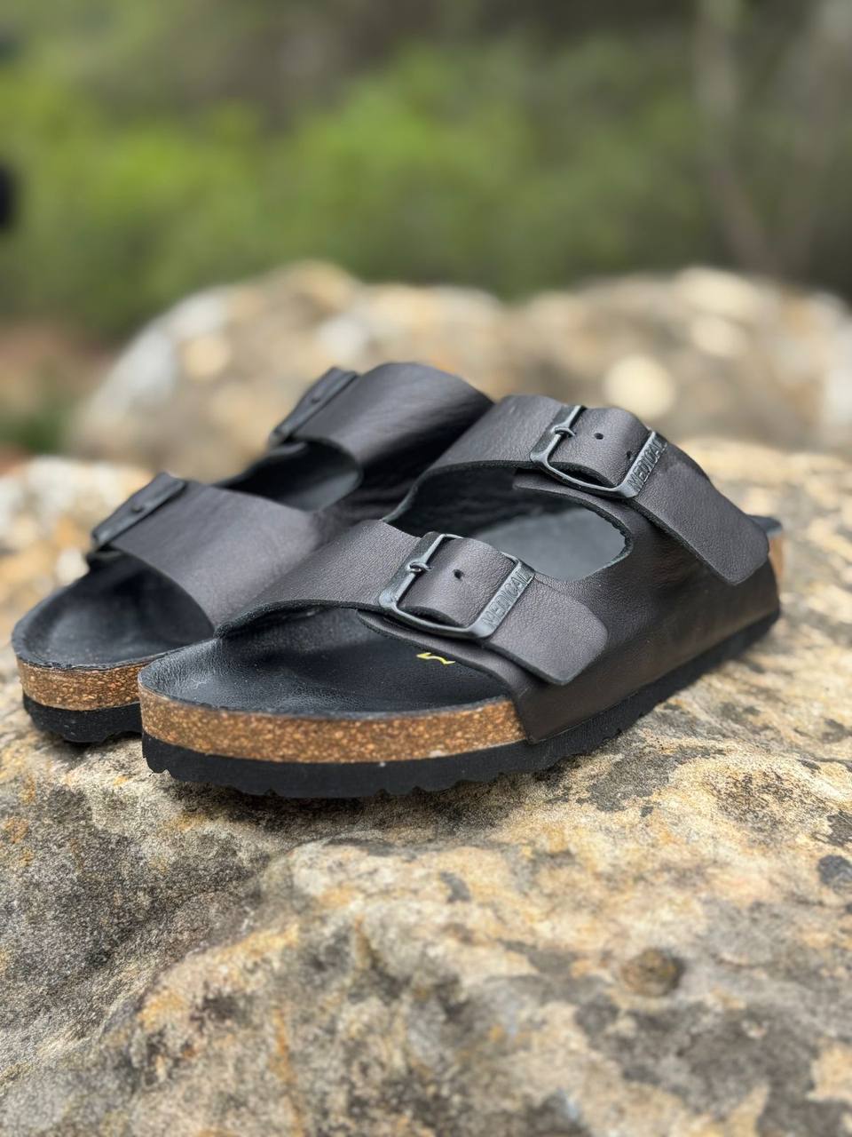 Essentials Two-Strap Sandals Black