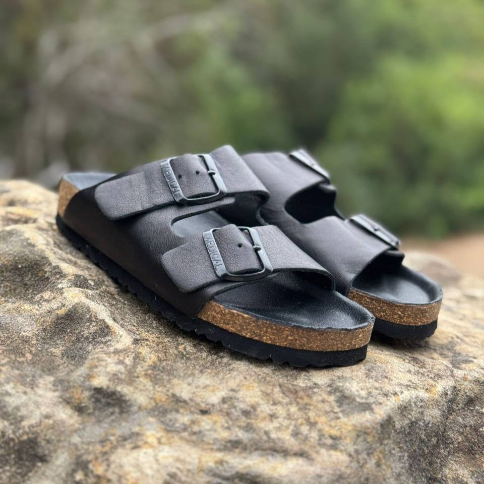 Essentials Two-Strap Sandals Black
