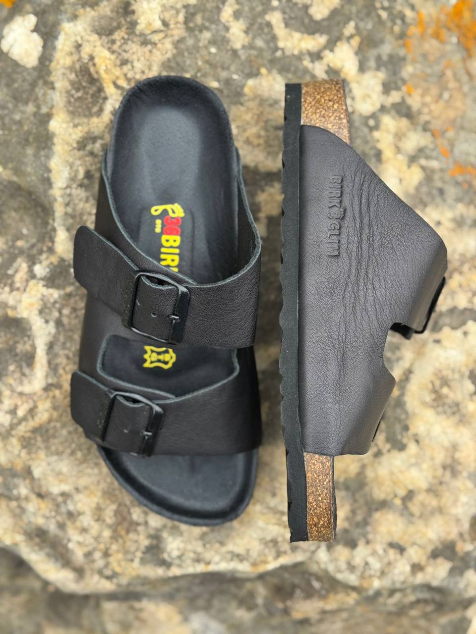 Essentials Two-Strap Sandals Black