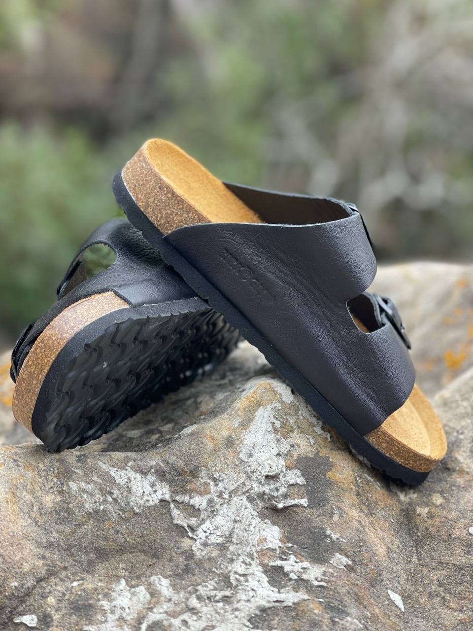 Essentials Two-Strap Sandals Black