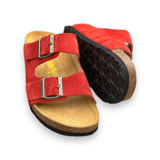 Suede Sandals Red Cork Sole